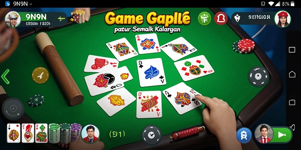 Tampilan gameplay Gaple yang menarik dan interaktif di 9N9N.