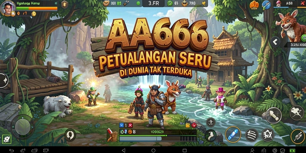 Screenshot gameplay AA666 menampilkan karakter menjelajahi hutan lebat dengan efek visual yang menawan.