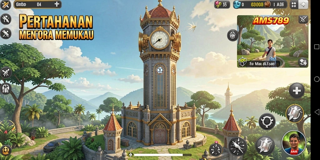 Tampilan menarik dari gameplay Tower Defense dalam AMS789 yang penuh aksi.