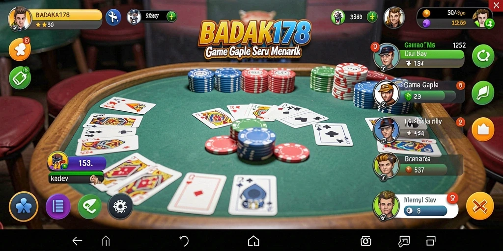 Screenshot utama BADAK178 menunjukkan pemain sedang menikmati game Gaple.