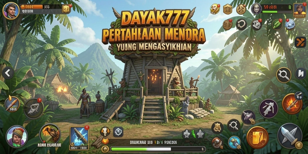Tampilan menyenangkan dari gameplay Tower Defense DAYAK777.