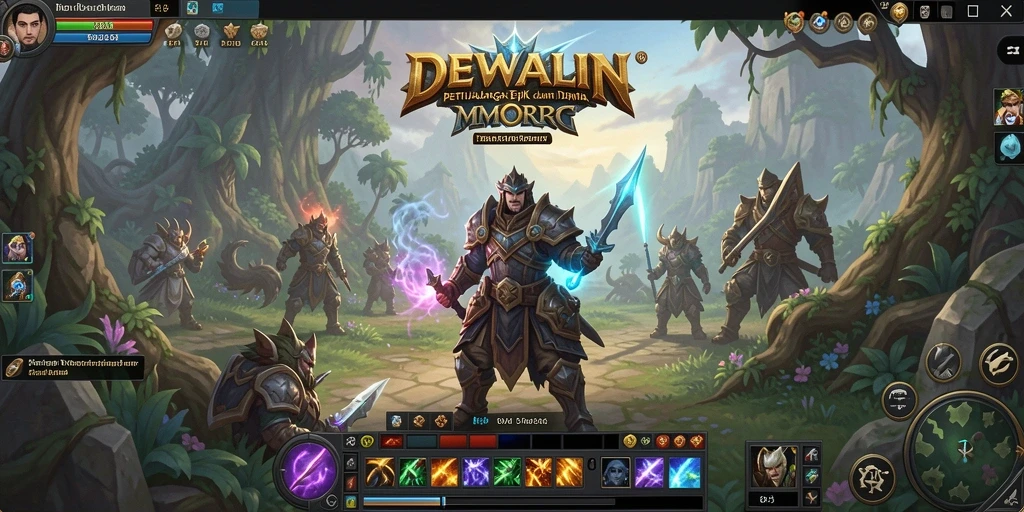 Screenshot gameplay DEWALIN yang menunjukkan pertarungan seru di dunia fantasi.