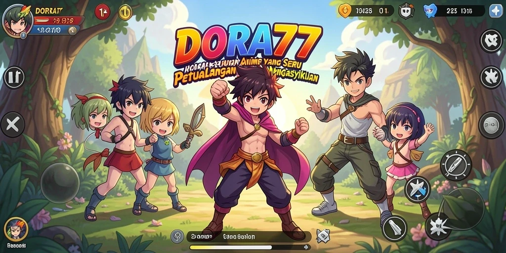 Screenshot DORA77 menampilkan aksi pertarungan karakter anime yang menarik.