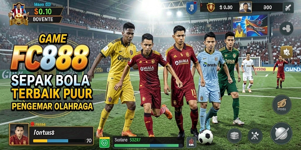 Screenshot FC888 menampilkan aksi pertandingan sepak bola yang mendebarkan.