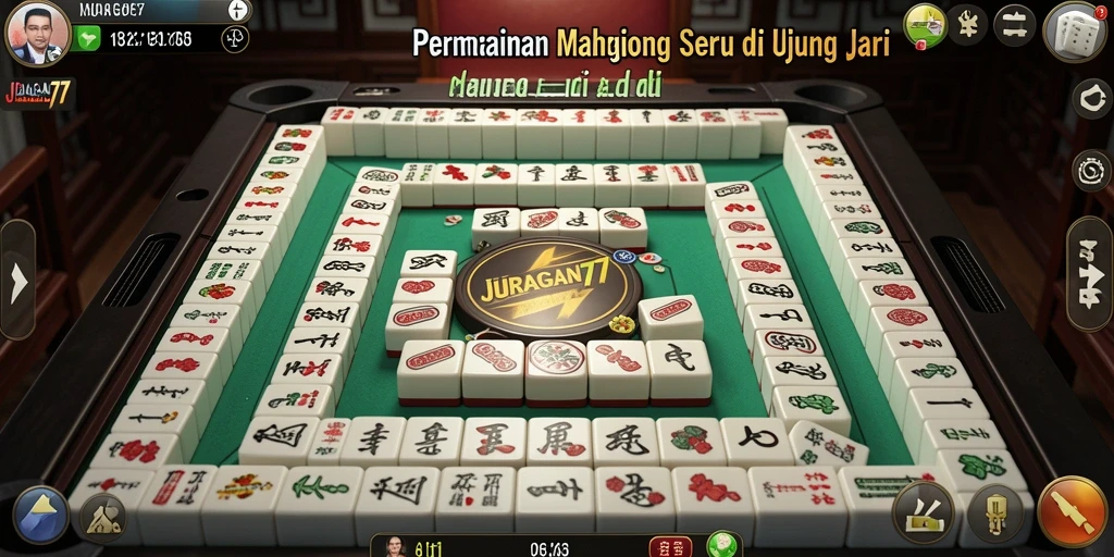 Tampilan gameplay menarik dari JURAGAN77 dengan desain Mahjong yang indah.
