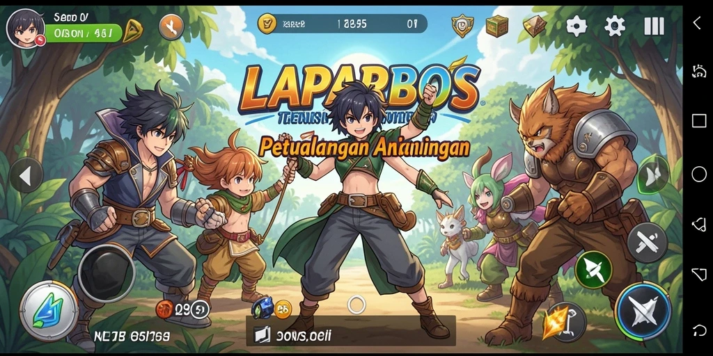 Tampilan gameplay LAPARBOS menampilkan pertarungan karakter anime yang menarik.
