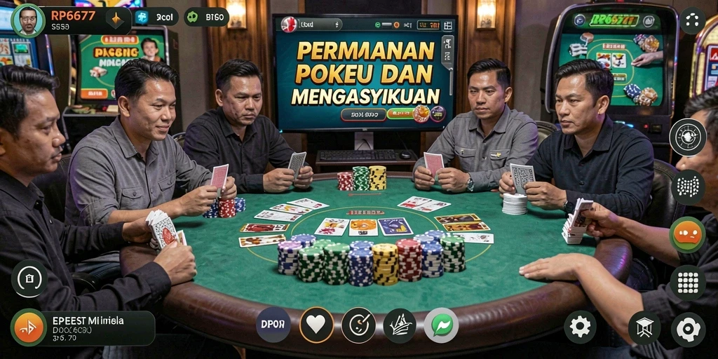 Screenshot utama RP6677 menampilkan gameplay poker yang mendebarkan.