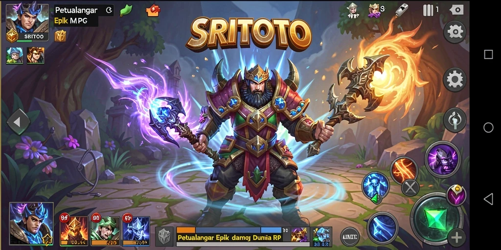 Screenshot gameplay SRITOTO dengan aksi pertarungan yang intens.