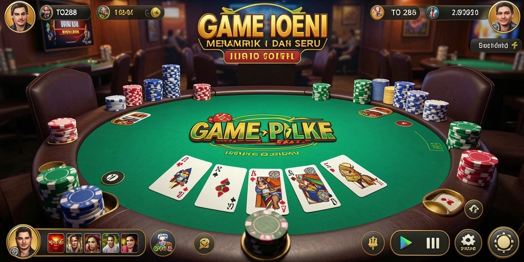 Screenshot utama TO288 memperlihatkan suasana permainan Poker yang mendebarkan.