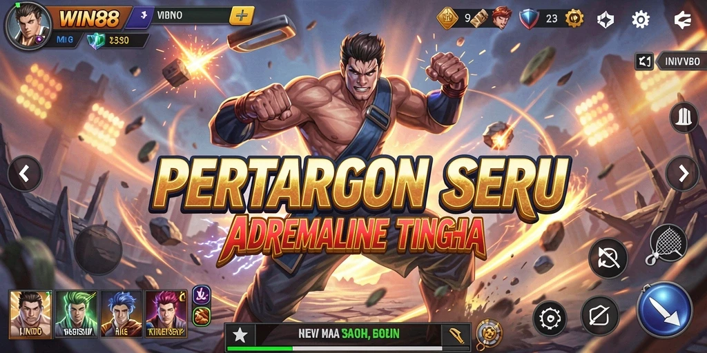 Tampilan gameplay seru dengan pertarungan intens di WIN88.