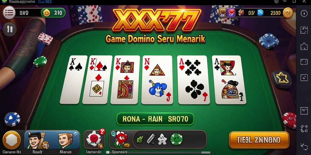 Tangkapan layar utama XXX777 menampilkan permainan Domino yang seru.