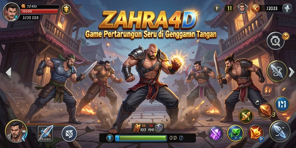 Tampilan pertarungan intens di ZAHRA4D dengan karakter yang beraksi.